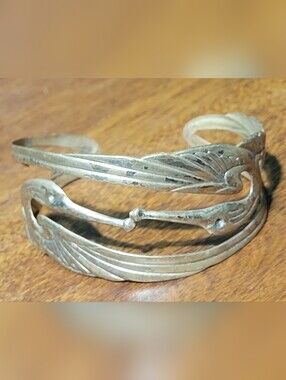 Art Nouveau Kissing Cranes Open Cuff Bracelet